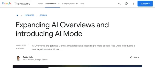 GOOGLE AI MODE SEARCH preview