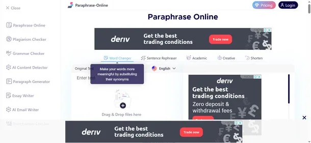 Paraphrase Online preview